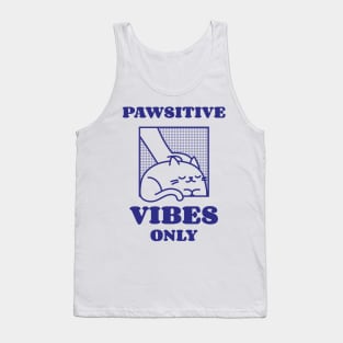 Pawsitive Vibes - Retro Cat Pun Tank Top